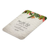 トロピカルホワイトブリックの結婚式の日付を保存 マグネット (左側)