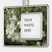 トロピカルホワイトベゴニアフローラ シルバープレートフレームオーナメント (左)
