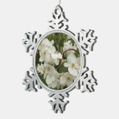 トロピカルホワイトベゴニアフローラ スノーフレークピューターオーナメント (右)