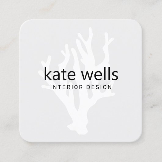 トロピカルホワイト海コーラルロゴインテリアデザイナー スクエア名刺 (正面)