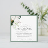 トロピカルホワイト&グリーンウォーターカラーバーチャル 招待状 (スタンド正面)