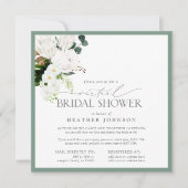 トロピカルホワイト&グリーンウォーターカラーバーチャル 招待状 (正面)