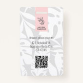 トロピカルボタニカルグレー美しい写真&ロゴスタッフ バッジ (裏面)