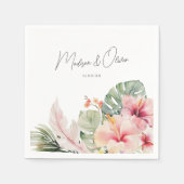 トロピカルボタニカルゴージャスな水の結婚色の スタンダードカクテルナプキン (正面)