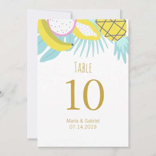 トロピカルボタニカルサマー ビーチ ウェディング テーブル ナンバー 招待状 (正面)