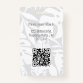 トロピカルボタニカルピンク美しい写真&ロゴスタッフ バッジ (裏面)