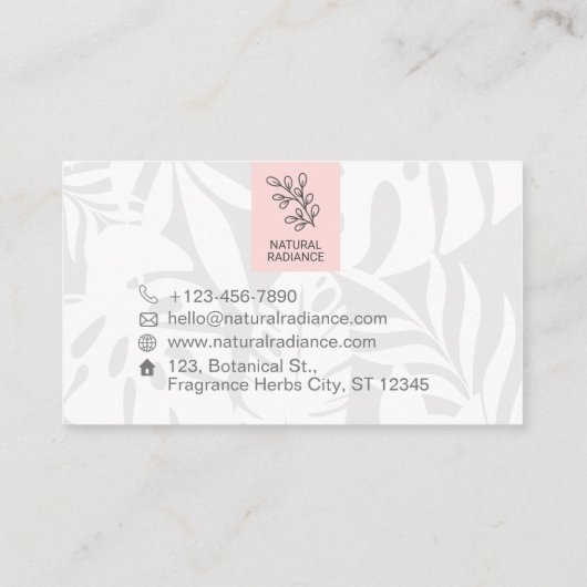 トロピカルボタニカルピンク美しい写真&ロゴスタッフ 名刺 (裏面)