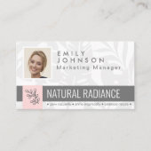 トロピカルボタニカルピンク美しい写真&ロゴスタッフ 名刺 (正面)