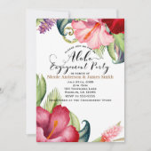 トロピカルボタニカルフローラアロハ婚約パーティ 招待状 (正面)