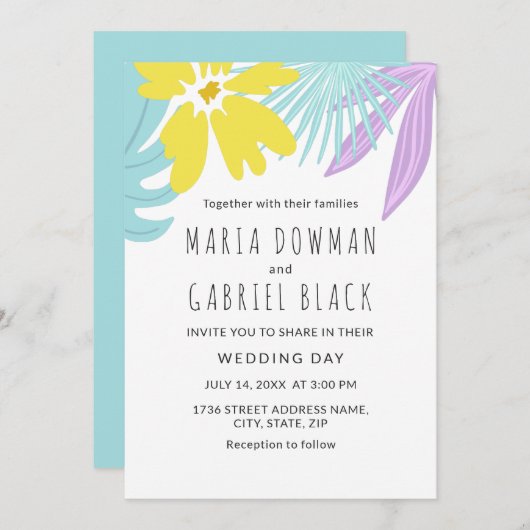 トロピカルボタニカルリーフ おしゃれな結婚式の招待状 招待状 (正面/裏面)