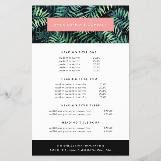 トロピカルボタニカル価格とサービス チラシ (正面)