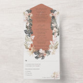 トロピカルボヘミアンフローラテラコッタ結婚ズ オールインワン招待状 (内側)