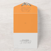 トロピカルボヘミアンフローラパパイヤオレンジ結婚ズ オールインワン招待状 (外側)