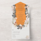トロピカルボヘミアンフローラパパイヤオレンジ結婚ズ オールインワン招待状 (内側)