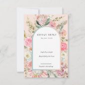 トロピカルボヘミアン赤面垂直RSVPカード 出欠カード (正面)