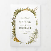 トロピカルボホの乾葉燥パームの全結婚体が 三つ折り招待状 (カバー)
