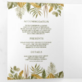 トロピカルボホの乾葉燥パームの全結婚体が 三つ折り招待状 (内部最初)