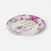 トロピカルボホエレファントワイルドワン誕生日のお願い ペーパープレート (アングル)