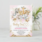トロピカルボホサファリベビーガール赤面金ゴールドシャワー 招待状 (スタンド正面)