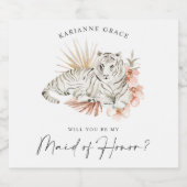 トロピカルボホタイガースが私のメイド・オブ・オーナー（花嫁付き添い人） スパークリングワインラベル (シングルラベル)