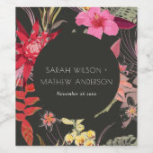 トロピカルボホダークビリーブレッドピンク結婚フローラ ワインラベル (シングルラベル)