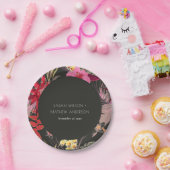 トロピカルボホダークブリリアムレッド赤面結婚フローラ ペーパープレート (パーティー)