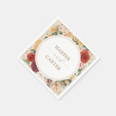 トロピカルボホパンパスグラス結婚フラワーズ スタンダードカクテルナプキン (角)