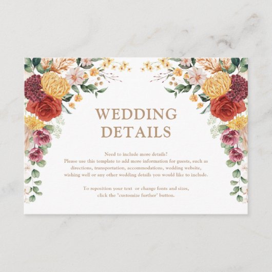 トロピカルボホパンパスフラワーガーデン結婚ズ詳細 エンクロージャーカード (正面)