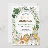 トロピカルボホパーティーアニマルズサファリボーイ誕生日 招待状 (正面)