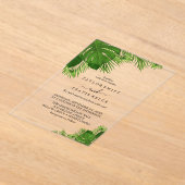 トロピカルボホパームビーチ結婚式招待状 アクリル招待状 (レイダウン)