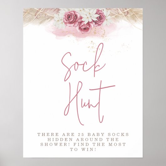 トロピカルボホピンクローズベビーシャワーソックス狩り ポスター (正面)