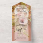 トロピカルボホフローラアーチテラコッタ結婚ズ オールインワン招待状 (内側)