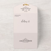 トロピカルボホフローラアーチ赤面ピンク結婚ズ オールインワン招待状 (外側)