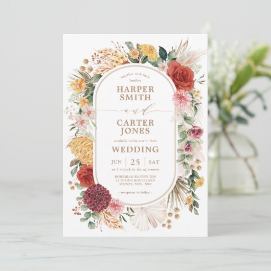 トロピカルボホフローラガーデンパンパスグラス結婚ズI 招待状 (スタンド正面)