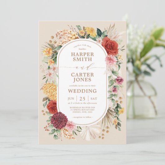 トロピカルボホフローラガーデンパンパスグラス結婚ズI 招待状 (スタンド正面)