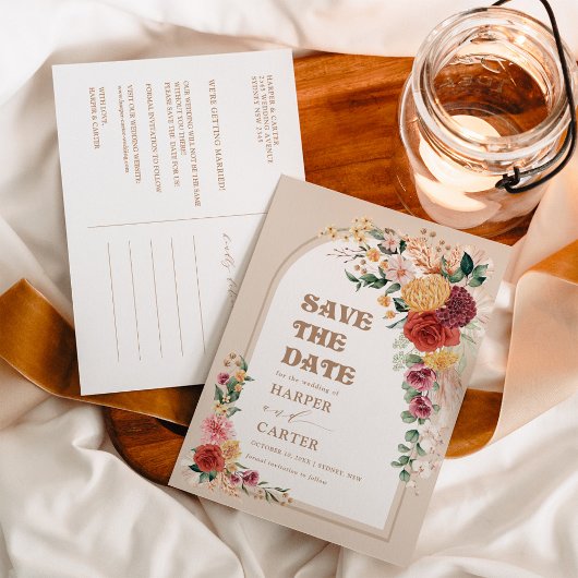 トロピカルボホフローラパンパスグラスセーブ・ザ・デイト