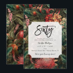 トロピカルボホフローラ60th birthday party 招待状<br><div class="desc">エキゾチックな花模様と60歳の誕生日葉の招待と一致する反対側の美しい暗い熱帯の背景。簡単：使用可能な文字・フィールドを編集または削除し、プロフェッショナルおよび完了用の独自の詳細で情報をパーソナライズすカスタムる方法。このbohoコレクションでは、マッチングフローラを使用できる。お店に行って、差出人住所ラベル、ステッカー、封筒など幅広いラインナップをご覧ください。</div>