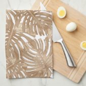 トロピカルボホブラウンジャングル葉 キッチンタオル (四つ折り)