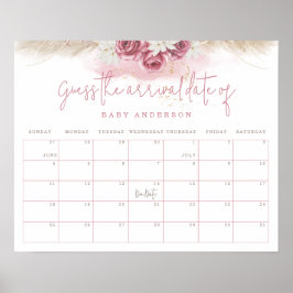 トロピカルボホベイビーシャワー 到着日を当てよう ポスター