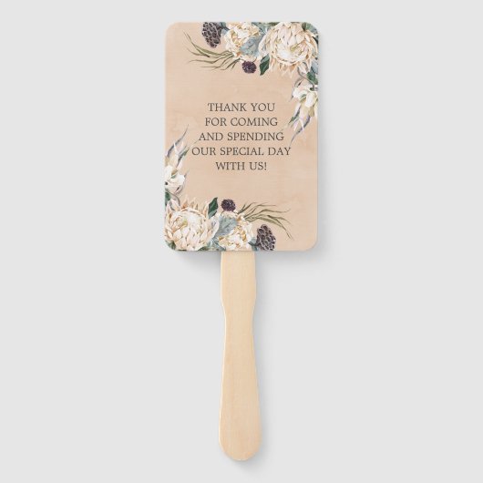 トロピカルボホホワイトプロテア結婚の感謝 ハンドファン (裏面)