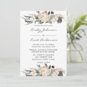 トロピカルボホホワイトプロテア結婚フローラのインビタティ 招待状 (スタンド正面)