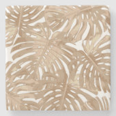 トロピカルボホーブラウンビーチジャングル葉 ストーンコースター (正面)