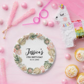 トロピカルボホ乾燥パーム葉リース誕生日 ペーパープレート (パーティー)