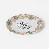 トロピカルボホ乾燥パーム葉リース誕生日 ペーパープレート (アングル)