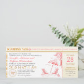 トロピカルボーディングパス目的地の結婚式招待状 招待状 (スタンド正面)