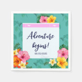 トロピカルボーディングパス目的地の結婚式 スタンダードカクテルナプキン (正面)