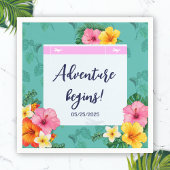 トロピカルボーディングパス目的地の結婚式 スタンダードカクテルナプキン