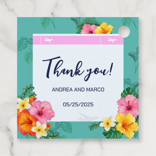 トロピカルボーディングパス目的地の結婚式 フェイバータグ (裏面)