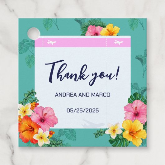 トロピカルボーディングパス目的地の結婚式 フェイバータグ (正面)