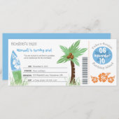 トロピカルボーディングパス誕生日招待状 招待状 (正面/裏面)